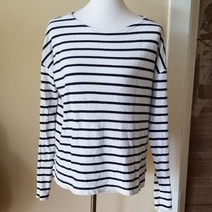 J. Crew  navy and white top